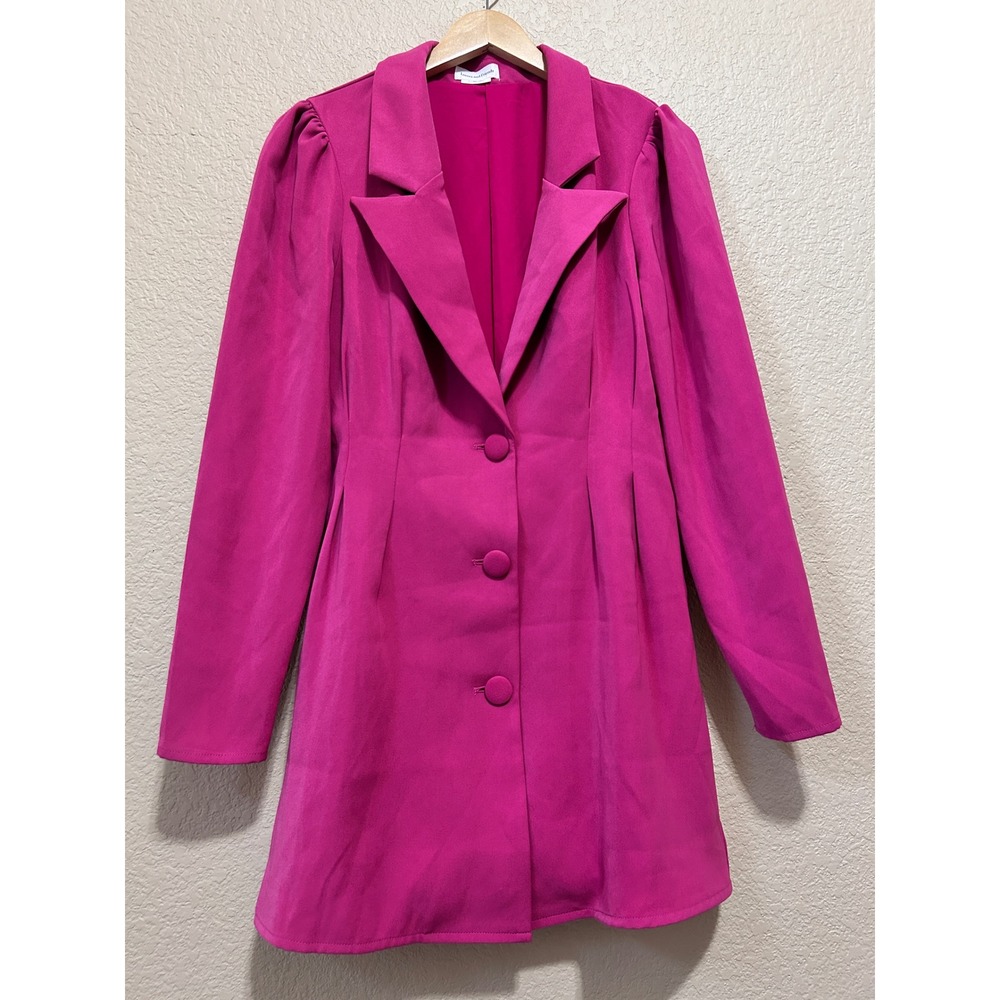Lovers Friends Small Blazer Dress Pink Puff Shoulder Mini Tailored Colette